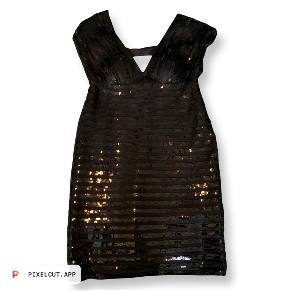 N. Miller Black Sequin Dress size: 6